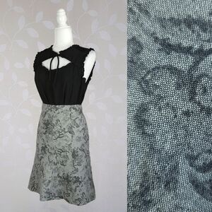 Ann Taylor 90s Floral Tweed Tulip Skirt Vintage Wool Silk Blend Gray Size 6